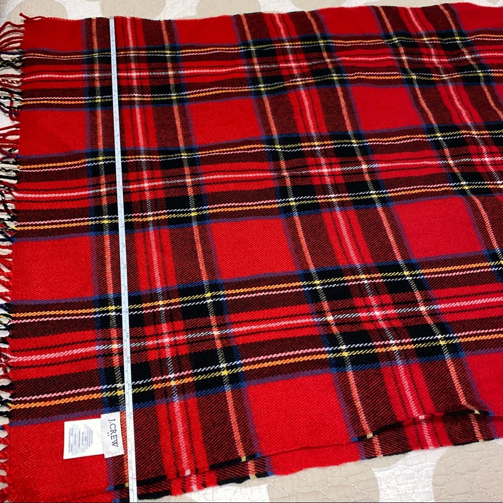 NWOT J Crew Plaid Red Fringe Scarf Apprx 24’x78’ - Picture 4 of 4